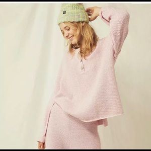 Free People Hailee Sweater Set dreamy pink Xs